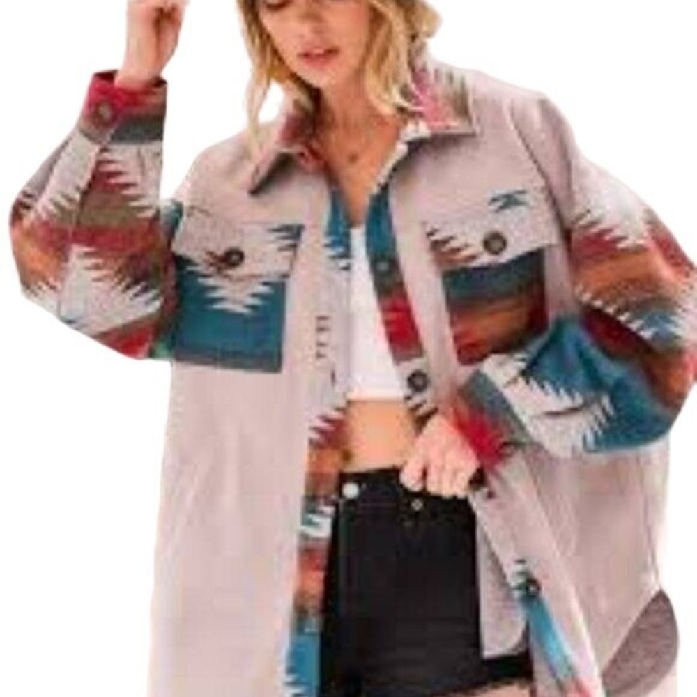 Main Strip Shacket Jacket Aztec Western Urban Cowgirl Country NWT Womens LG